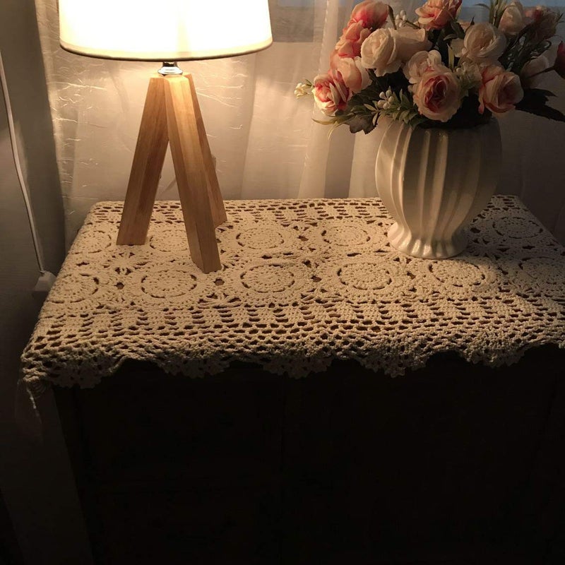 Damanni Rectangular Cotton Handmade Crochet Lace Table Runner Doilies Table Dresser Scarf DÃ©cor,16 Inch by 47 Inchï¼ŒBeige - Image 3